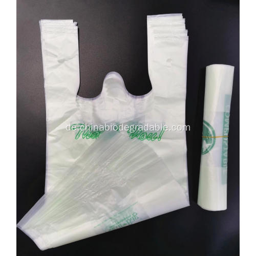 PLA 100% biologisch abbaubare kompostierbare T-Einkaufstaschen